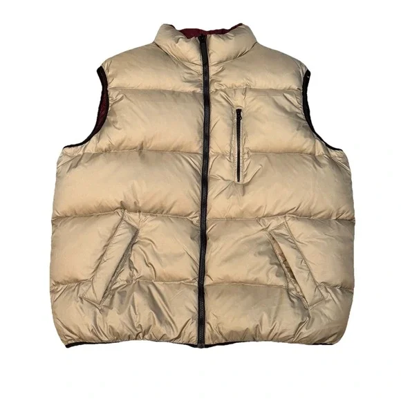 Vintage Old Navy Mens XL Puffer Vest Down Feather Fill Pockets Reversible - Picture 1 of 9